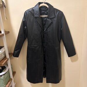 vintage beverly hills leather club genuine leather black blazer jacket trench